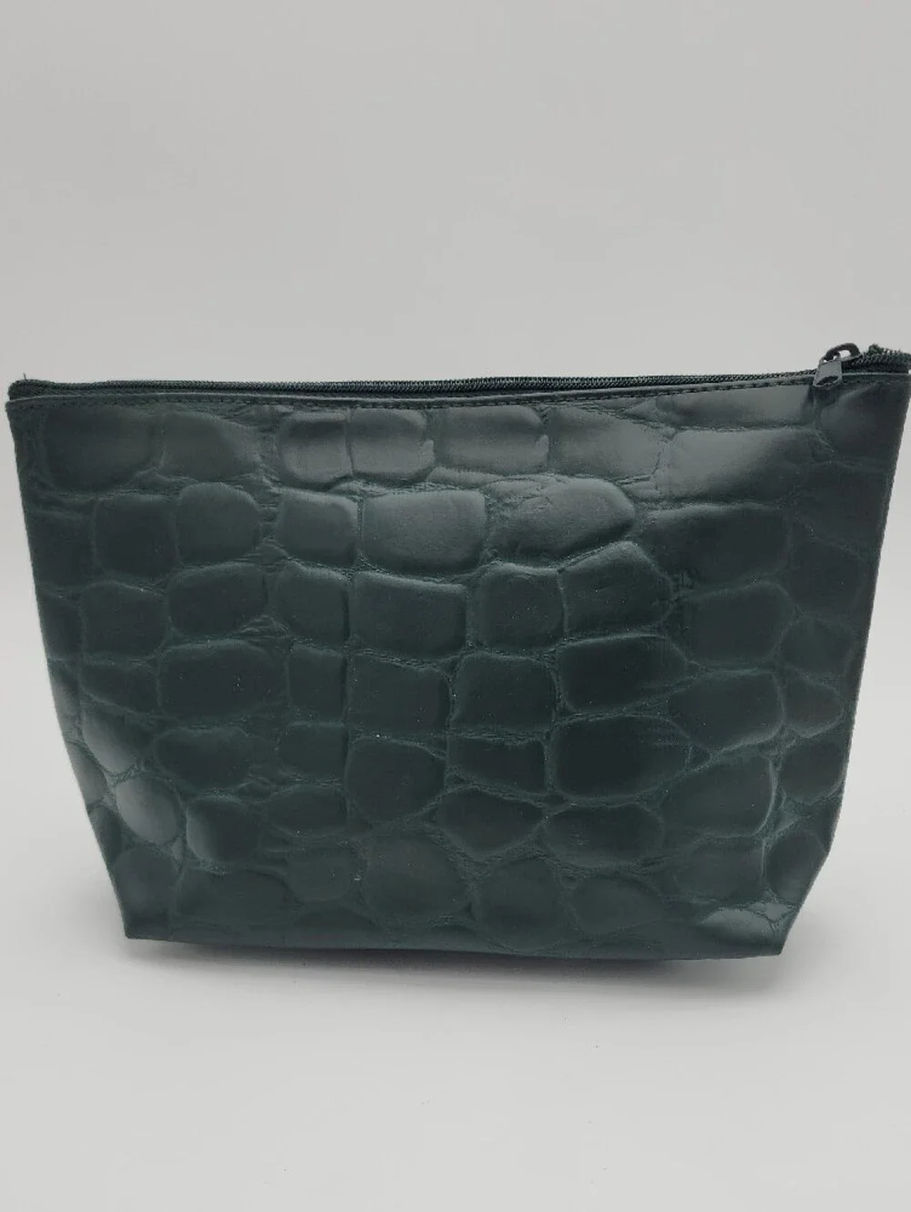 Estee Lauder Dark Green Embossed Croc Cosmetic Pouch